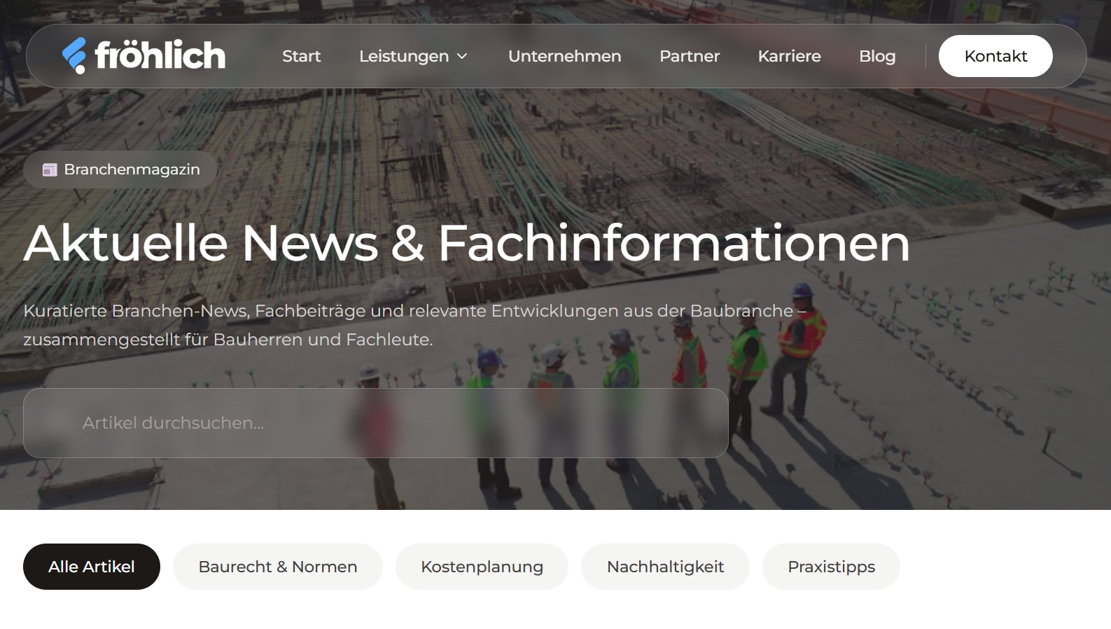 Webdesign-Referenz Zimmerei Diersing – Blogbereich der Handwerker-Website